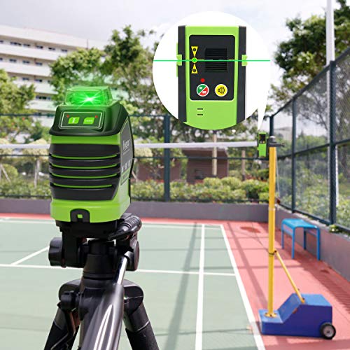 Huepar Self-Leveling Green Laser Level Cross Line with 2 Plumb Dots Laser Tool -360-Degree Horizontal Line Plus Large Fan Angle of Vertical Beam with Up & Down Points -Magnetic Pivoting Base 621CG