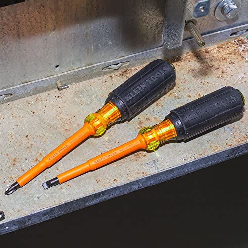 Klein Tools 33532-INS Electrical Insulated Screwdriver Set of 2, 4-Inch Phillips and Cabinet Set, Made in USA