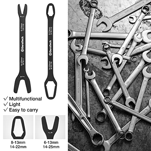 DURATECH Universal Wrench Set, Multi-functional Wrench Set, SAE & Metric, 1/4”-1”& 6-25mm, 38 sizes in 2 Piece, for Home and Car Repair