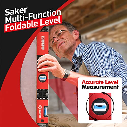 Saker Multi-Function Foldable Level, 28-Inch Multi-Angle Measurement Woodworking Tools,Precise Leveling in Any Position,Save Your Precious Time