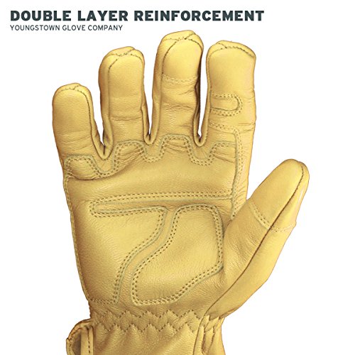 Youngstown Glove Double Layered Leather Ground Safety Gloves For Men - Arc Rated, Puncture Resistant - Tan, Medium