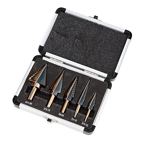 CO-Z Step Drill Bits, HSS 5PCS Titanium Step Drill Bit Set