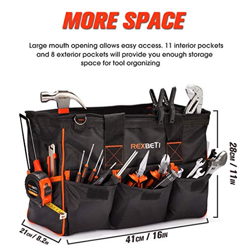 REXBETI 219-Piece Premium Tool Kit with 16 inch Tool Bag, Steel Home Repairing Tool Set, Large Mouth Opening Tool Bag with 19 Pockets