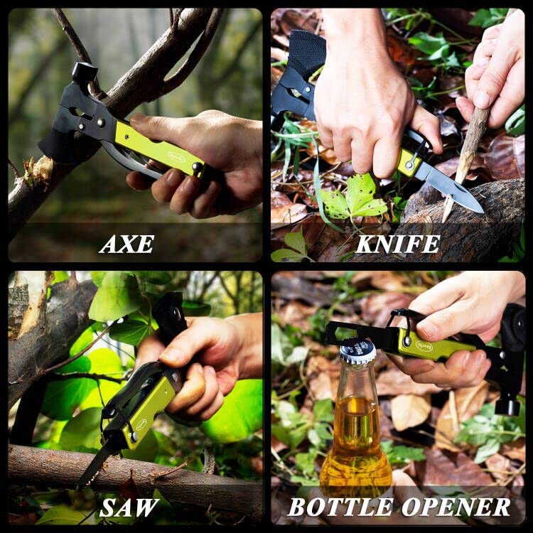 RoverTac Christmas Gifts for Men Women Unique Gifts for Dad Husband Stocking Stuffers Camping Accessories 14 in 1 Multitool Hatchet Axe Survival Gear Knife Saw Hammer Pliers Opener Screwdrivers