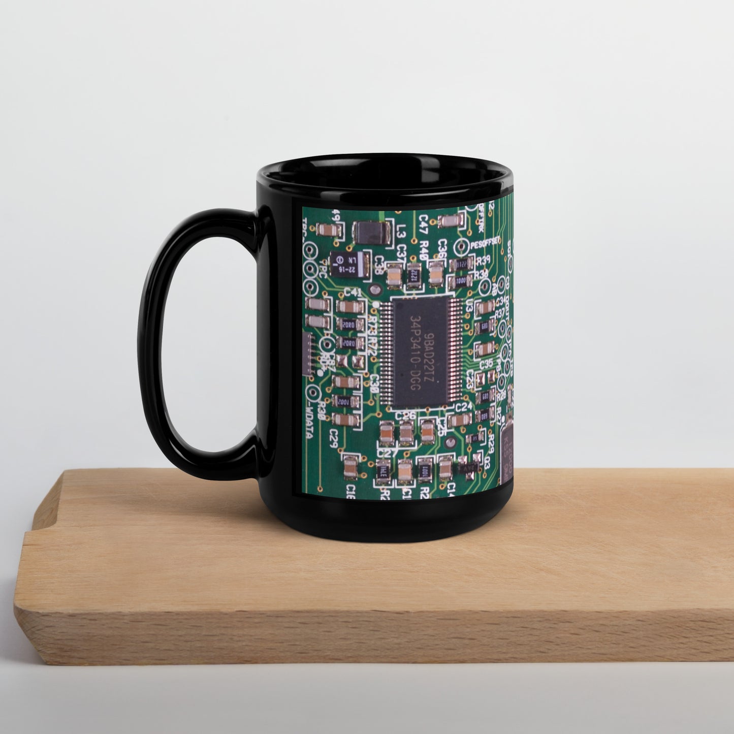 Circuit Board Black Glossy Mug