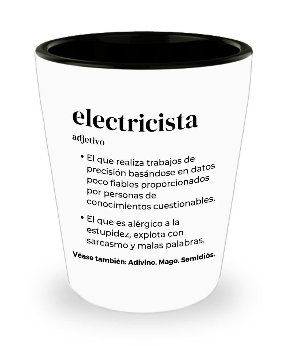 Shot Glass para Electricista, Palabra Diccionario Electricista, Shot Glass para Celador de Líneas