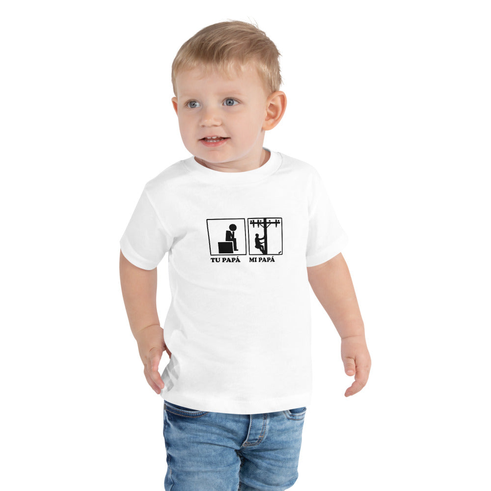 Tu Papá, Mi Papá Celador de Líneas Toddler Short Sleeve Tee